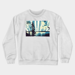 Retro Lake Yellowstone in blue Crewneck Sweatshirt